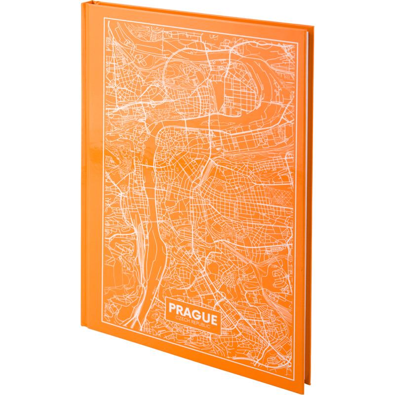 Книга учета 96л. твердый переплет, офсет, серия Maps Prague, клетка, оранж. Axent - фото 2