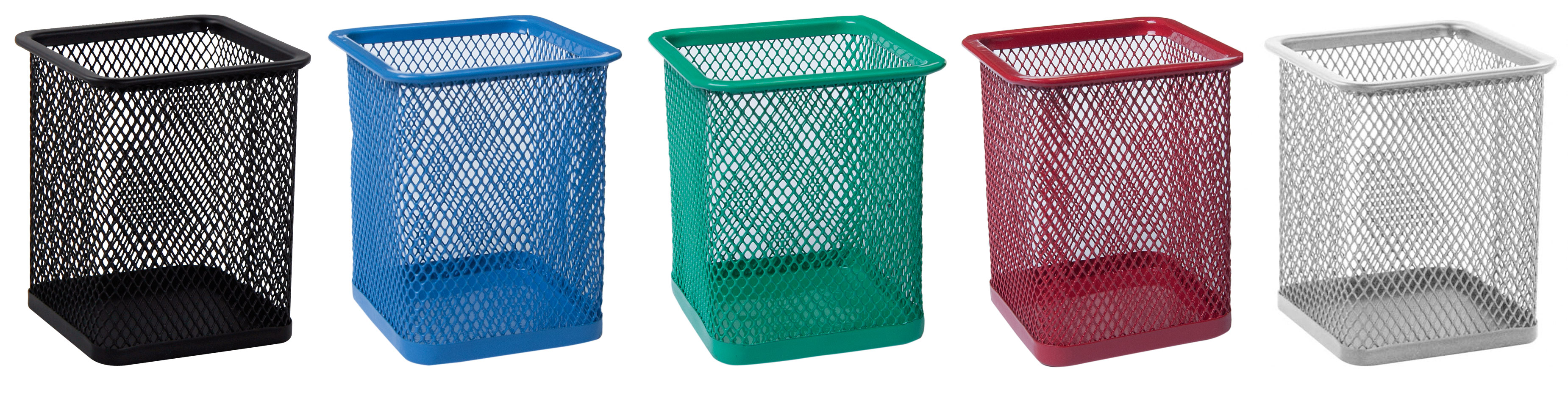 Подставка для ручек металлическая перфорированная квадратная, красн. BuroMax - фото 2