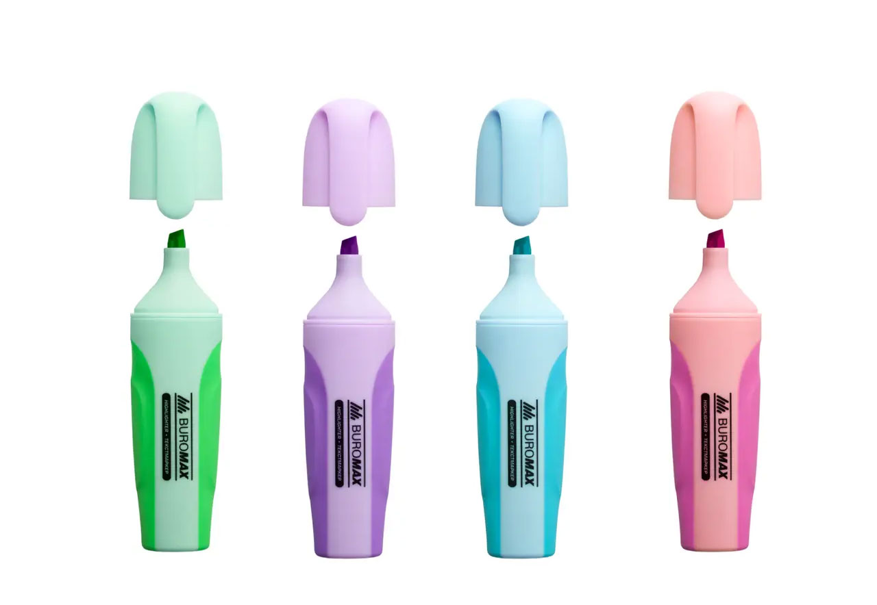 Маркер текстовый 2-4мм., PASTEL, набор 4шт./уп. BuroMax - фото 2