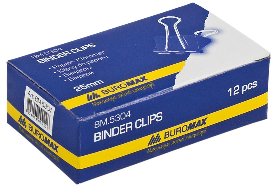 Зажим-біндер 25мм 12шт/уп., чорн. BuroMax - фото 2