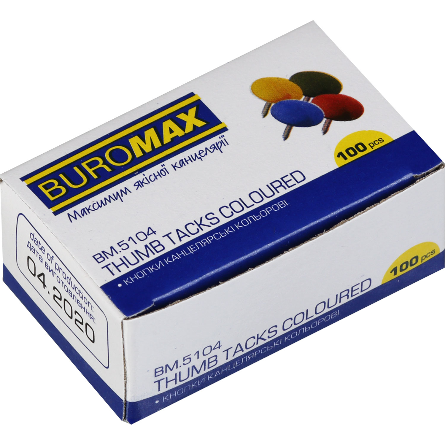 Кнопки 100шт./уп., цветные,  ассорт. BuroMax - фото 3