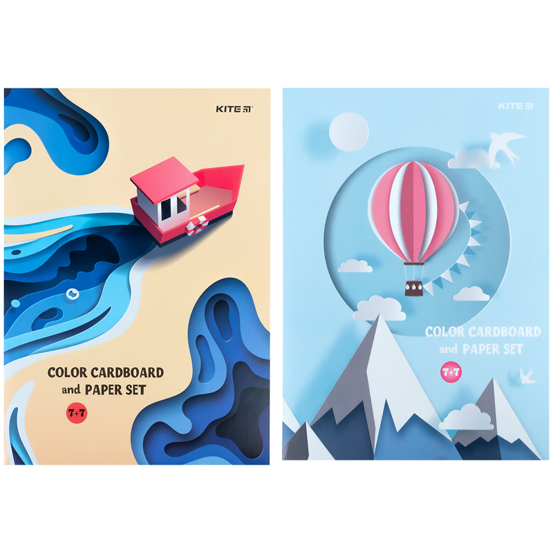 Набір паперу та картону A4 (7+7), папка Kite - фото 3