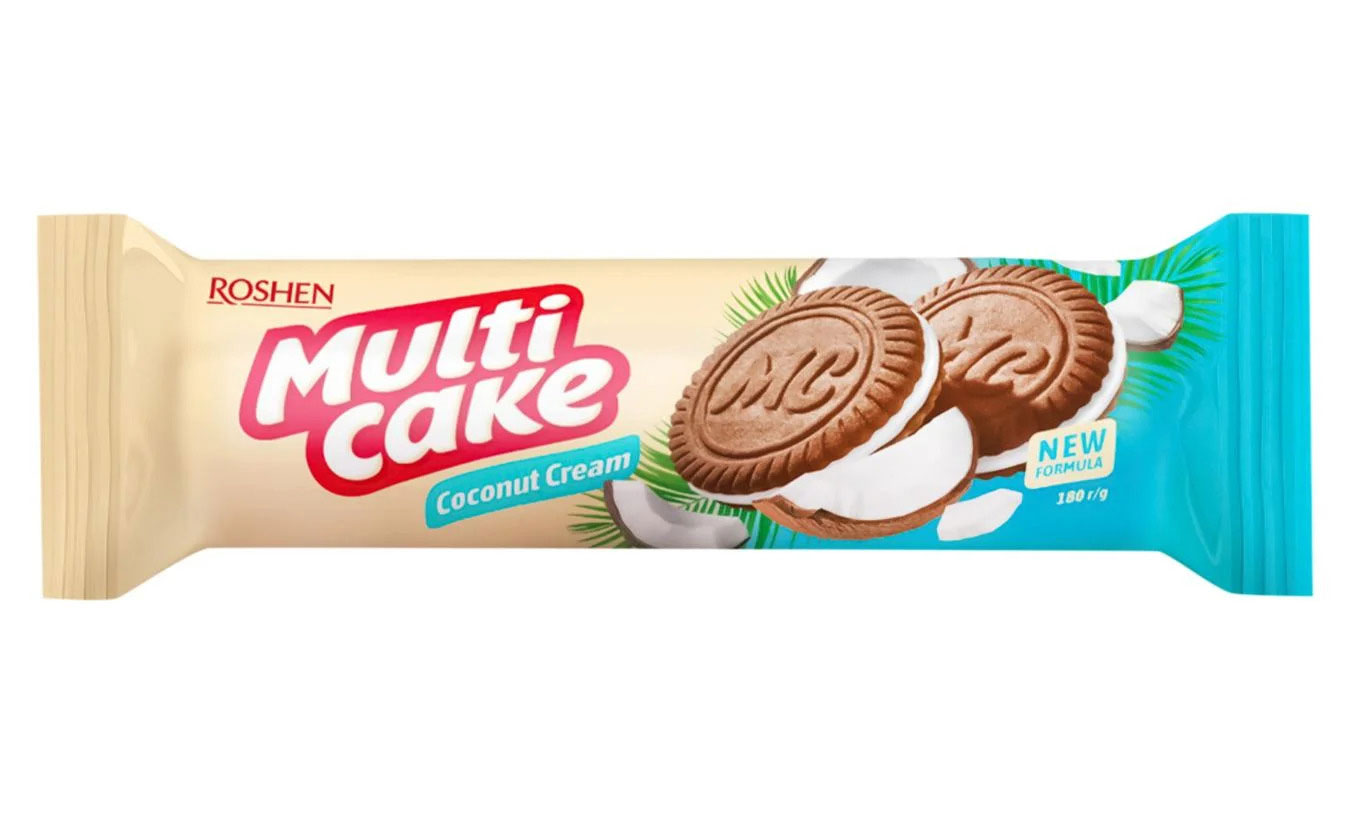 Печенье Мульти-Кейк с начинкой кокос-крем, 180гр. Roshen - фото 1