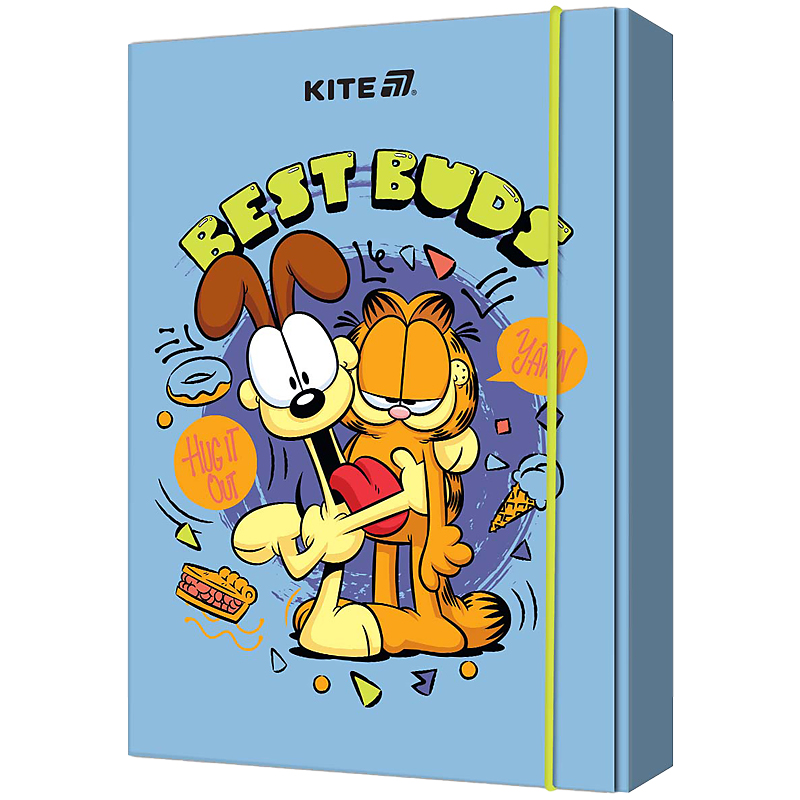 Папка для тетрадей B5, на резинках, картон, Garfield (GF25-210) Kite - фото 1