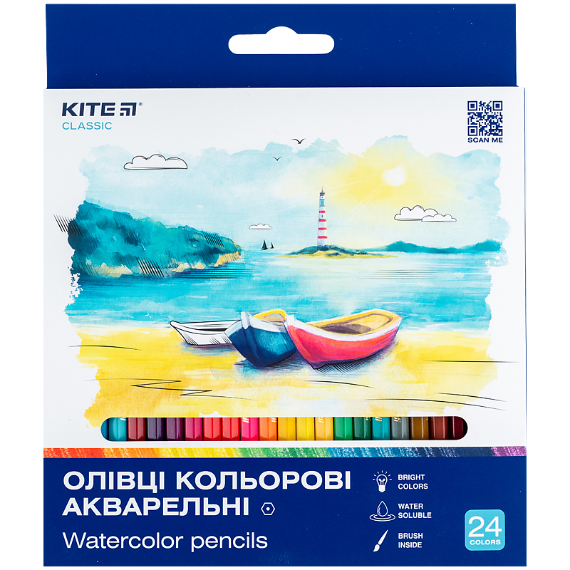 Олівці кольорові акварельні, 24 шт. Kite Classic Kite - фото 1