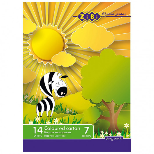 Картон цветной 7 цветов - 14 листов, 230г/м2 KIDS Line ZiBi - фото 1
