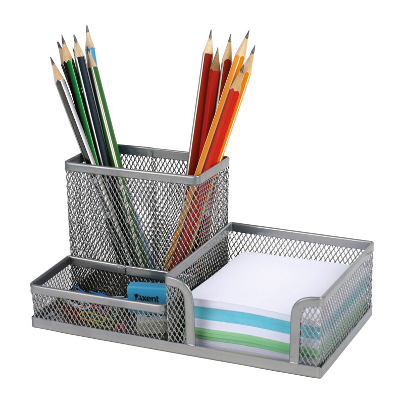 Подставка-органайзер 203x105x100мм., на 3 отделения, металлическая, серебр. Axent - фото 1