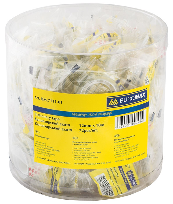 Клейка стрічка 12мм.*10м., в індивідуальній упаковці, прозор. BuroMax - фото 3