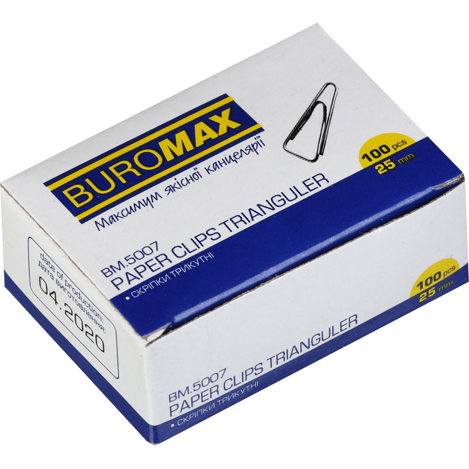 Скріпки нікельовані трикутні, 25мм., 100шт., картон. уп. BuroMax - фото 3