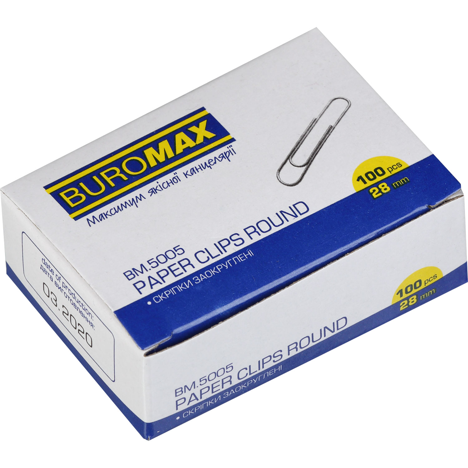 Скрепки 28мм., никель., круглые, 100шт., картон. уп. BuroMax - фото 2