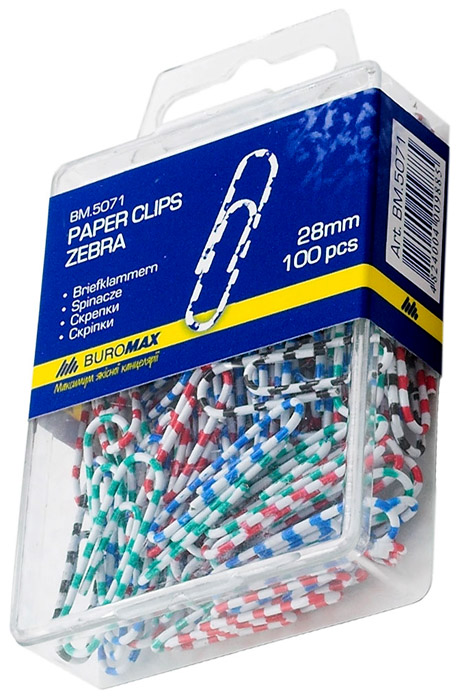 Скрепки 28мм., цветные 