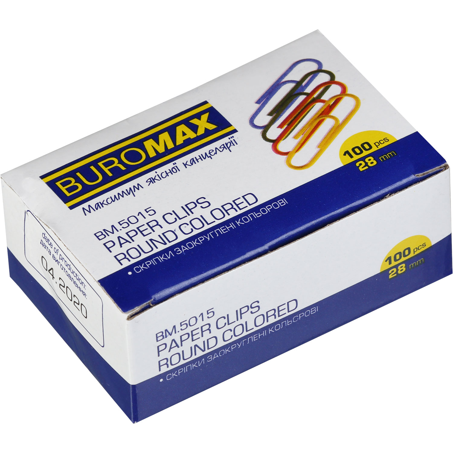 Скрепки 28мм., цветные, круглые, 100шт., картон. уп. BuroMax - фото 3