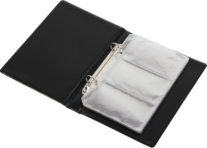 Візитниця на кільцях 120 візиток, вінілова обкладинка, чорн. BuroMax - фото 2