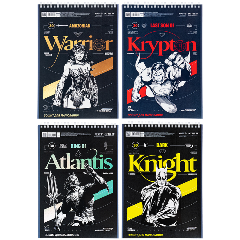 Тетрадь для рисования, 30 лист., спир., гибр. лак + УФ лак, «DC Comics» Kite - фото 2