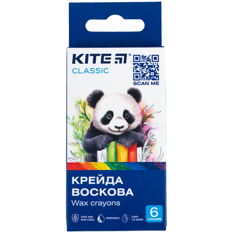 Крейда воскова, 6 кольорів Kite Classic Kite - фото 1