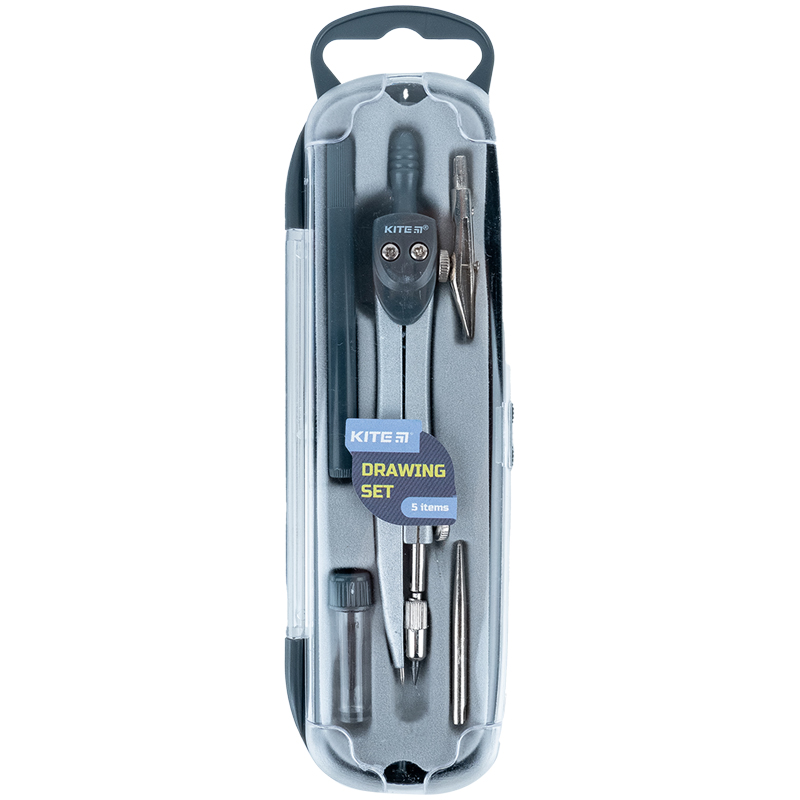 Готовальня 5 предметов, серая Kite - фото 1