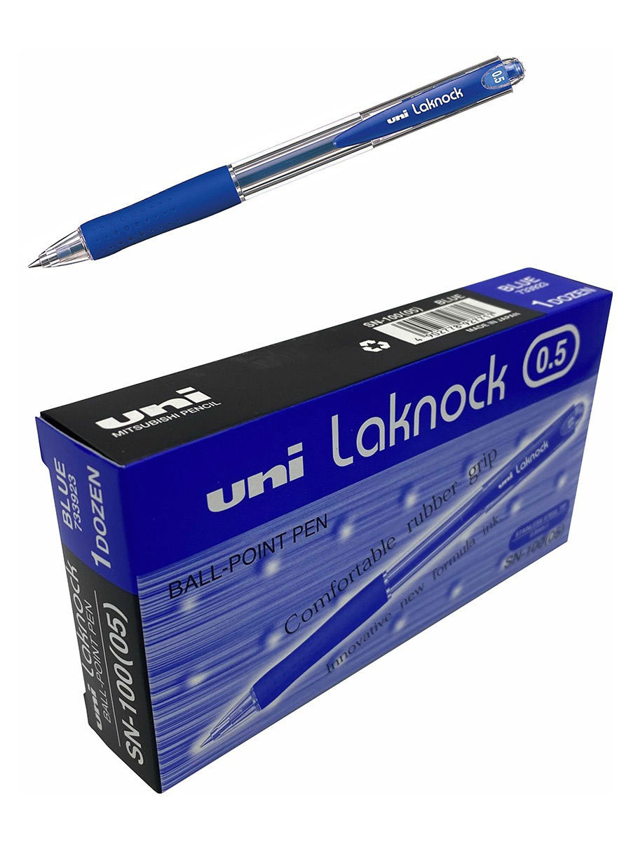 Ручка кулькова автом. Laknock micro 0.5мм., корпус прозор., ст. син. Uni - фото 3