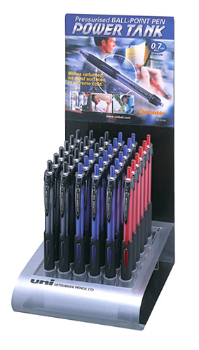 Ручка шариковая автоматическая Power Tank, 0,7мм., корпус прозр., стержень черн. Uni - фото 4