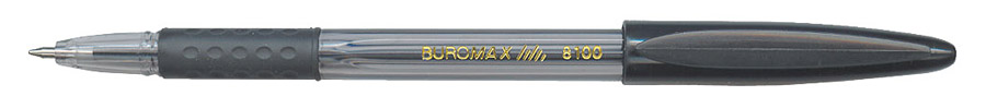 Ручка кулькова (з гумовим кліпом), корпус, прозор., ст., чорн. BuroMax - фото 2