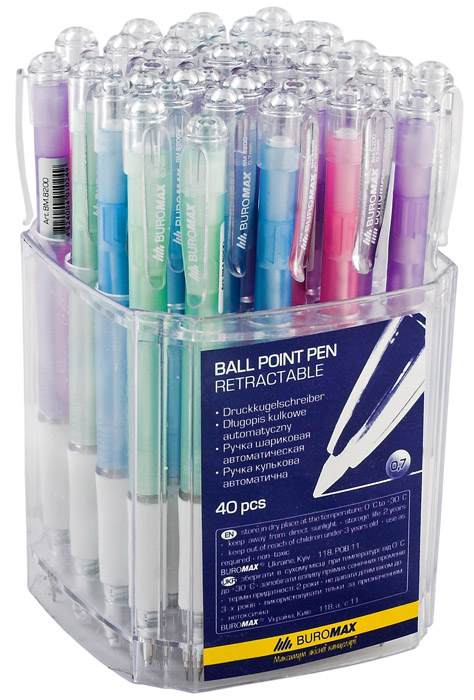 Ручка шариковая автоматическая ВМ.8200, корпус ассорт., стержень син. BuroMax - фото 2