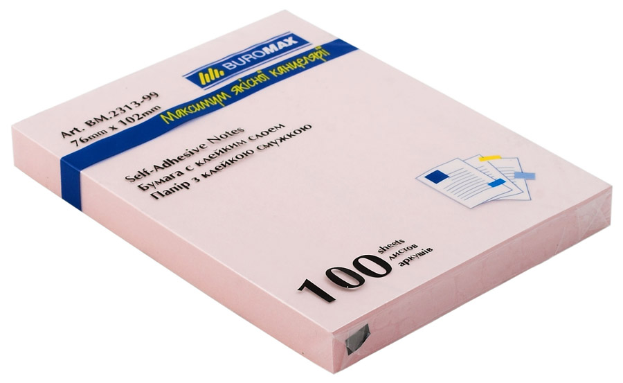 Блок бумаги с клейким слоем 102*76мм.*100 листов, mix BuroMax - фото 3
