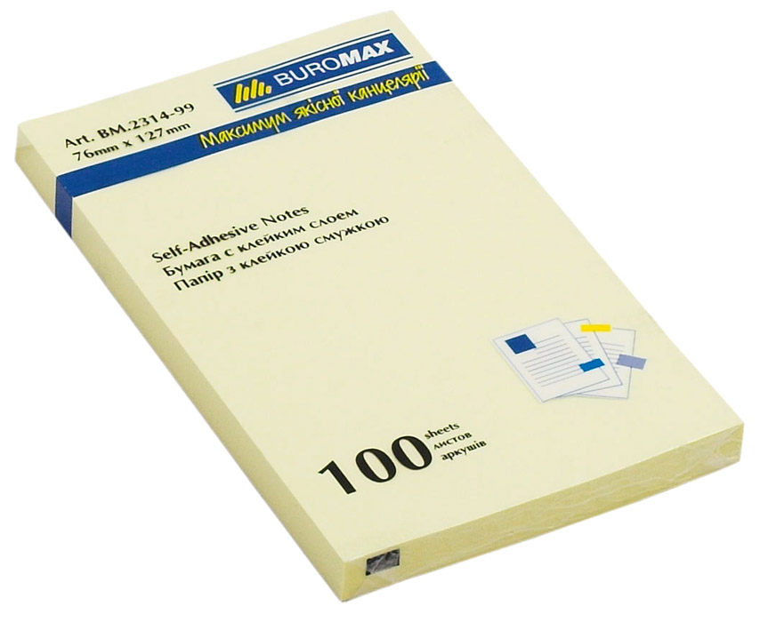 Блок паперу з клейким шаром 127*76мм.*100л., mix BuroMax - фото 5