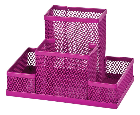 Подставка для ручек и канцтоваров на 4 отделения металлическая, розов. ZiBi - фото 1