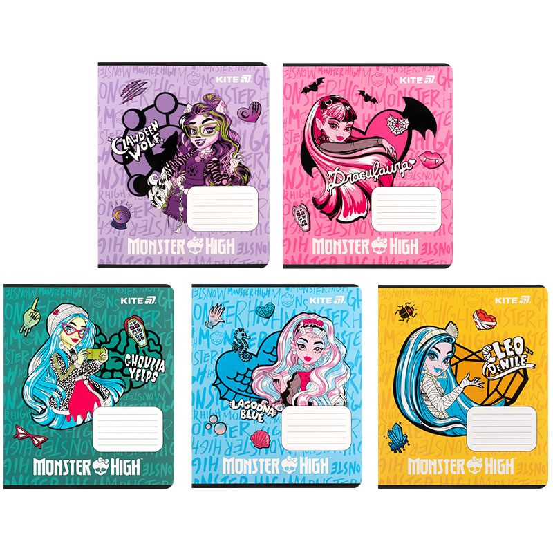 Тетрадь 12 лист., кл., софт тач + УФ лак, Monster High (MH25-232) Kite - фото 12