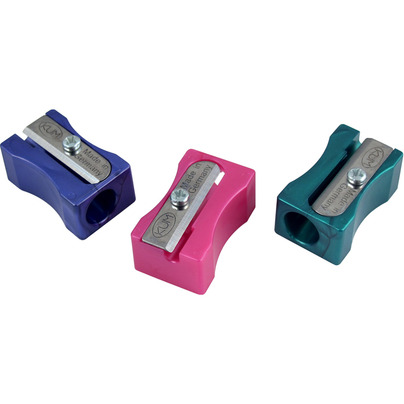 Точилка пластиковая прямоугольная 100-1/05, с выемками для пальцев, металик, ассорт. KUM - фото 1