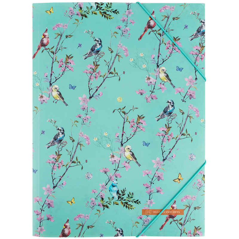 Папка на гумках А4, пластик, товщина 430мкм., дизайн Olga Selyshcheva, колекция Spring, бірюз. Axent - фото 1