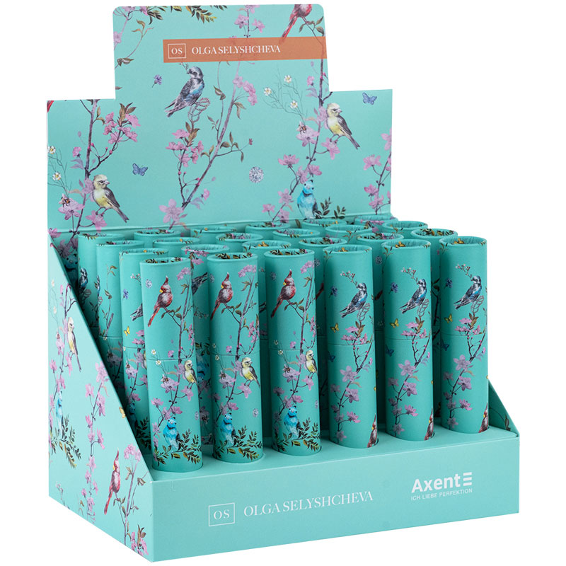 Ручка шариковая в пенале, стержень 0,5мм., син., дизайн Olga Selyshcheva, коллекция Spring, бирюз. Axent - фото 1