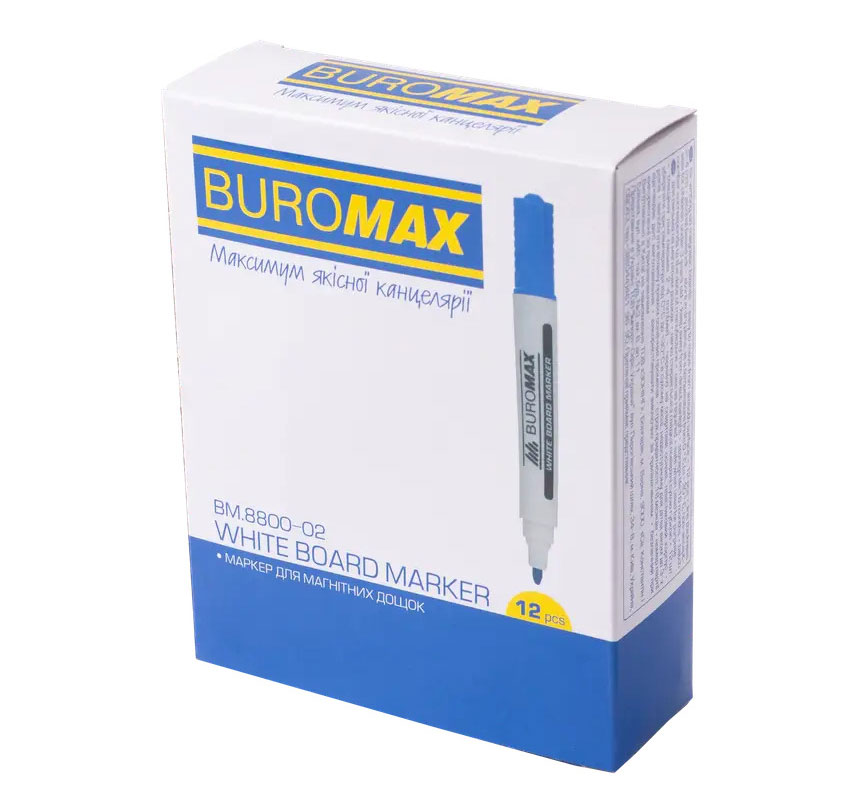Маркер для дошок, круглий наконечник 2-4мм., син. BuroMax - фото 2