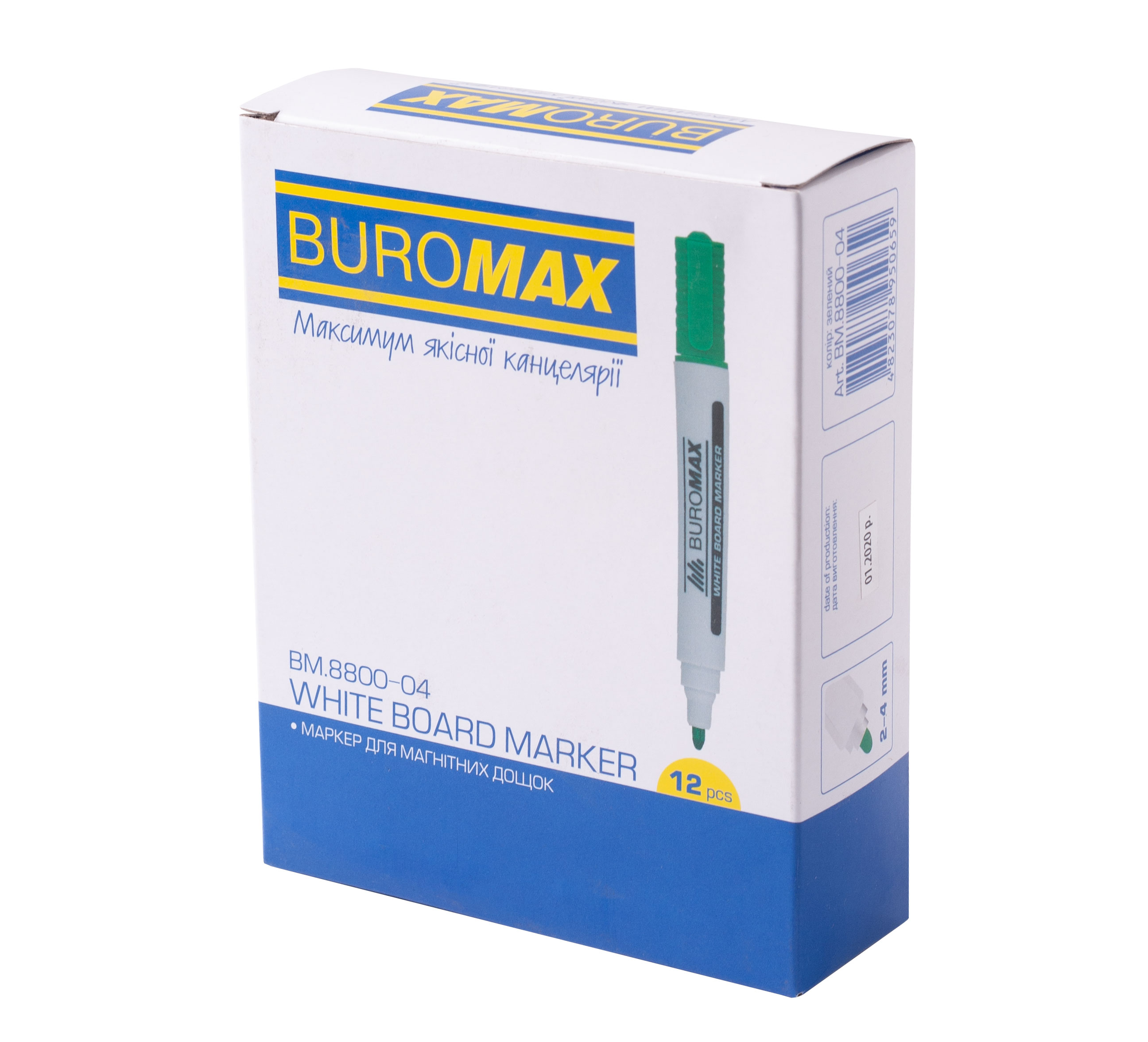 Маркер для дошок, круглий наконечник 2-4мм., зелен. BuroMax - фото 4