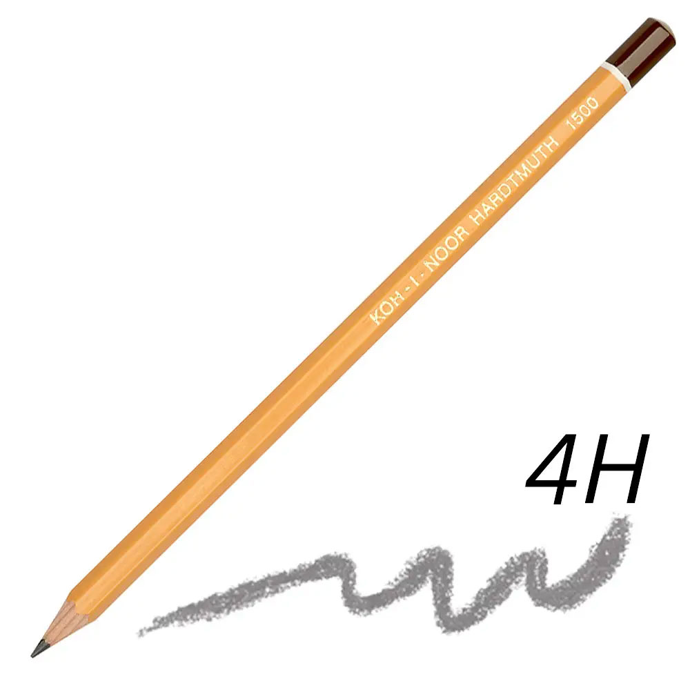 Карандаш простой графитный технический для черчения и графических работ 1500 4H Koh-i-noor - фото 1