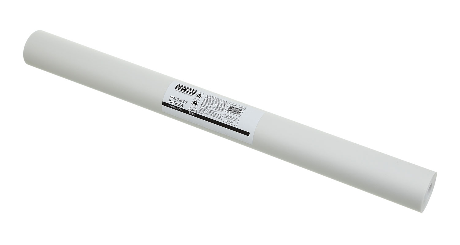 Калька чертежная 640мм.*40м., 52г/м2., без втулки BuroMax - фото 1