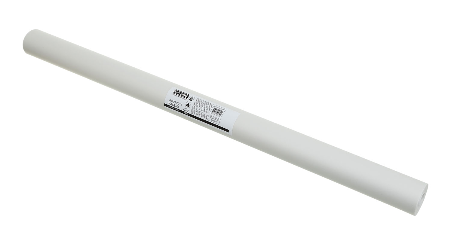 Калька чертежная 840мм.*40м., 52г/м2., без втулки BuroMax - фото 1