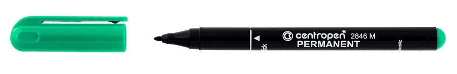 Маркер перманентний, круглий наконечник, 1мм.(M) 2846, зелен. Centropen - фото 2
