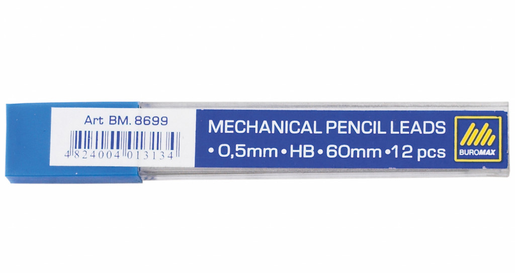 Грифелі для автом. олівця 0,5мм., HB BuroMax - фото 2