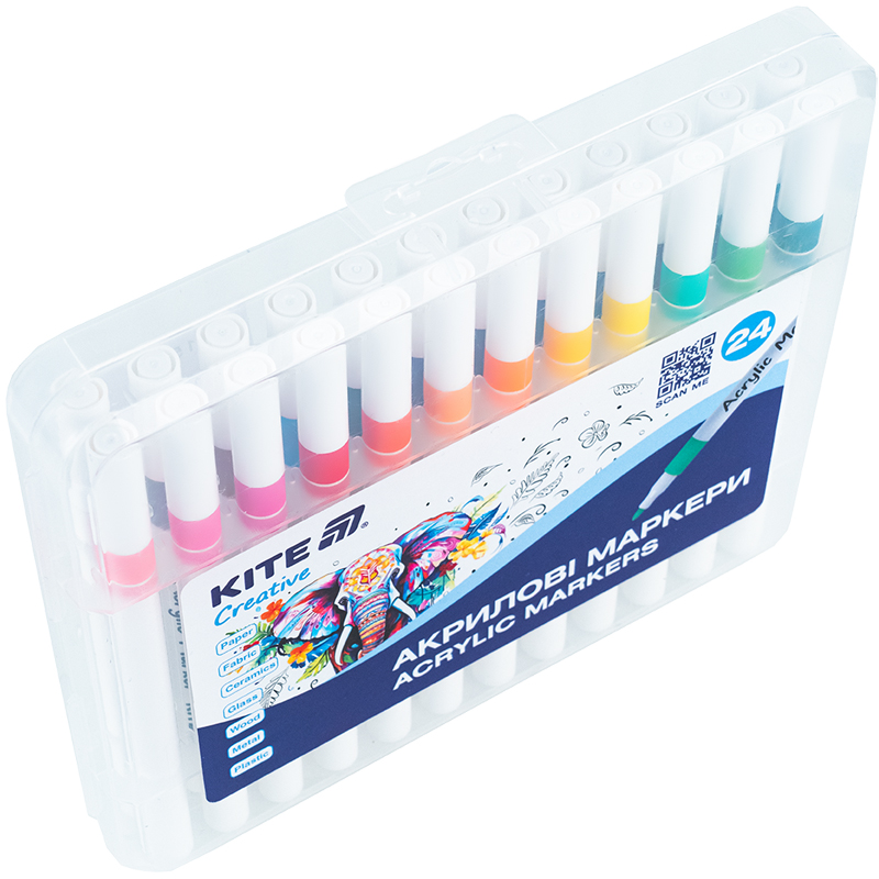 Маркеры акриловые, набор 24шт, Kite Creative Kite - фото 4