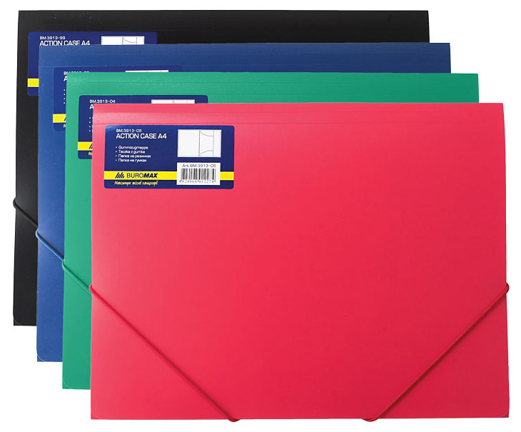 Папка на гумках пластикова А4, червон. BuroMax - фото 2