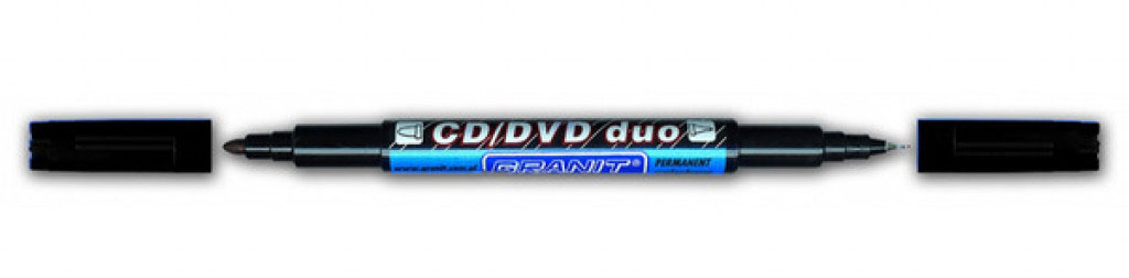Маркер перманентний для CD/DVD DUO, 0,7/1,5-2,5мм., двосторонній, чорн. Granit - фото 1