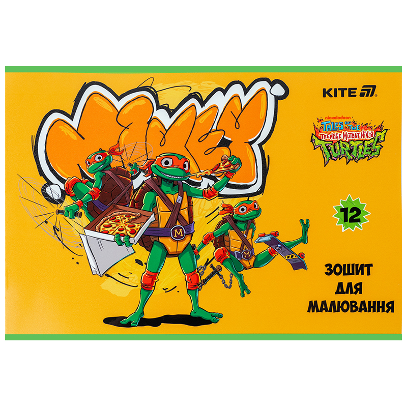 Тетрадь для рисования, 12 лист., скоба, гибр. лак + УФ лак, Ninja Turtles (NT25-241) Kite - фото 5