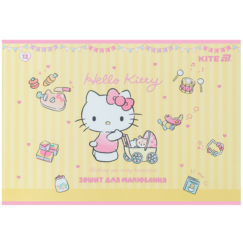 Тетрадь для рисования, 12 лист., скоба, софт тач + УФ лак, Hello Kitty-1 (HK25-241-1) Kite - фото 7