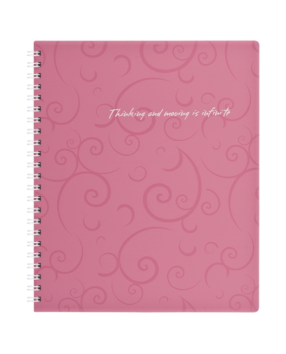Зошит на спіралі В5, 80арк., клітинка, Barocco, пластикова обкладинка, рожев. BuroMax - фото 1