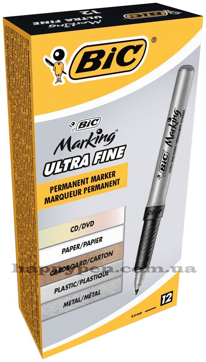 Маркер перманентний для CD/DVD, круглий наконечник 0,6мм., чорн. Bic - фото 4