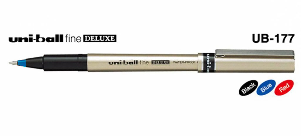 Роллер Uni-ball fine Deluxe, 0,7мм., корпус серебр., стержень син. Uni - фото 2