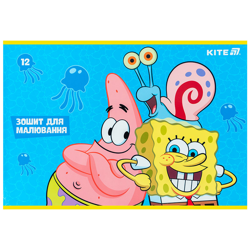 Зошит для малювання, 12 арк., скоба, софт тач + УФ лак, Sponge Bob (SB25-241) Kite - фото 7