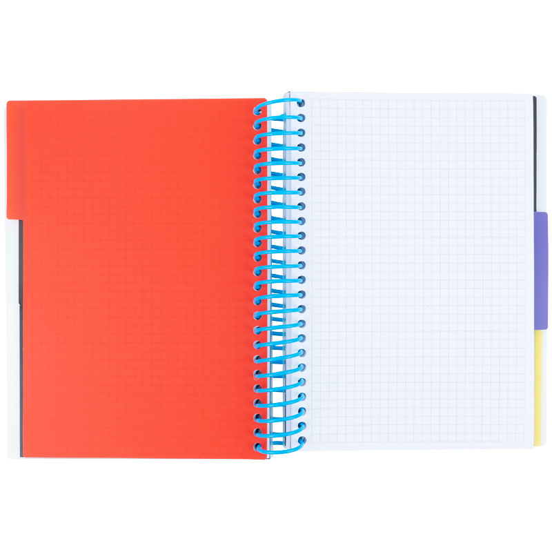 Зошит на спіралі А5, 120арк., з 3-ма розділювачами, клітинка зелен., блакит. Axent - фото 2