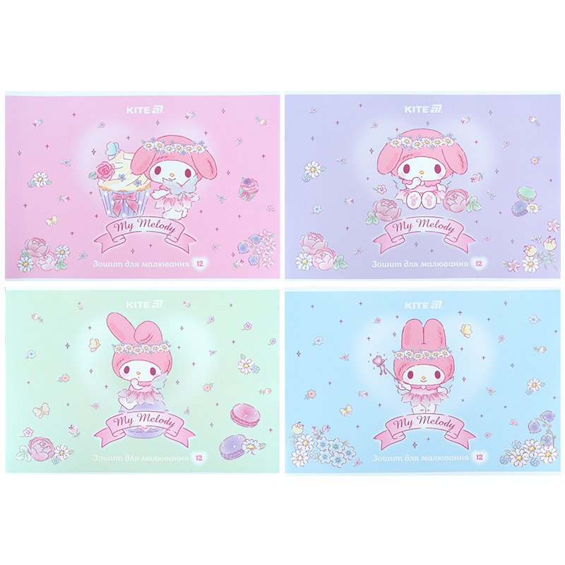 Тетрадь для рисования, 12 лист., скоба, УФ лак + глитер, Hello Kitty-3 (HK25-241-3) Kite - фото 6