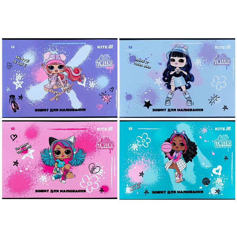 Зошит для малювання, 12 арк., скоба, УФ лак + глітер, LO (LO25-241) Kite - фото 6